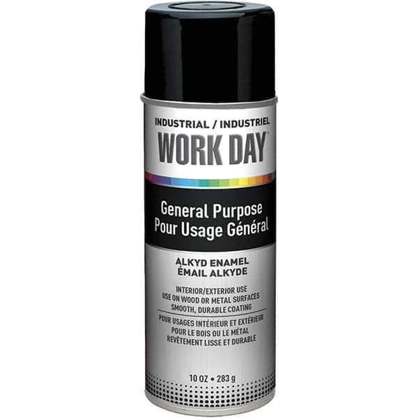 Krylon - Black, Gloss, Enamel Spray Paint - 9 to 13 Sq Ft per Can, 10 oz Container, Use on Ceramics, Glass, Metal, Plaster, Wood - Exact Industrial Supply