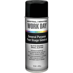 Krylon - Black, 10 oz Net Fill, Flat, Enamel Spray Paint - 9 to 13 Sq Ft per Can, 10 oz Container, Use on Ceramics, Glass, Metal, Plaster, Wood - Exact Industrial Supply