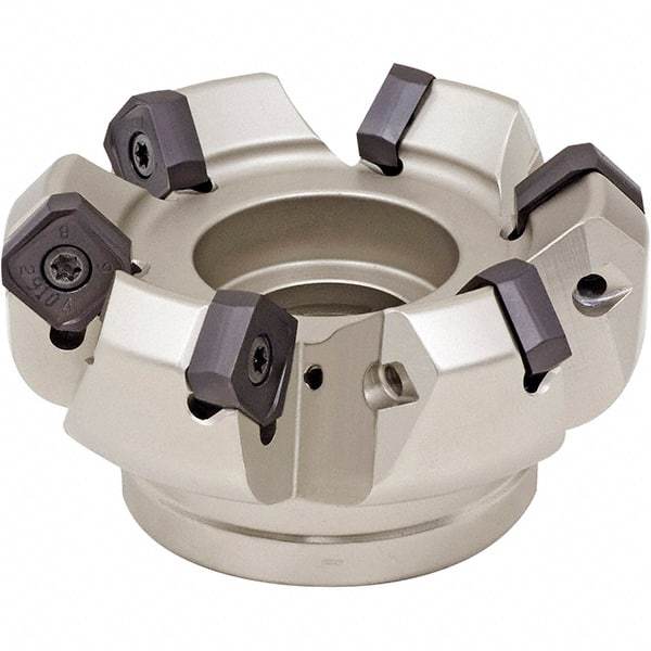 Iscar - 73.4mm Cut Diam, 22mm Arbor Hole, 3.5mm Max Depth of Cut, 45° Indexable Chamfer & Angle Face Mill - 6 Inserts, ON.. 05..\xB6OXMT 0507\xB6RXMT 1607\xB6S845 SN.U 13 Insert, Right Hand Cut, 6 Flutes, Series Helido - Exact Industrial Supply