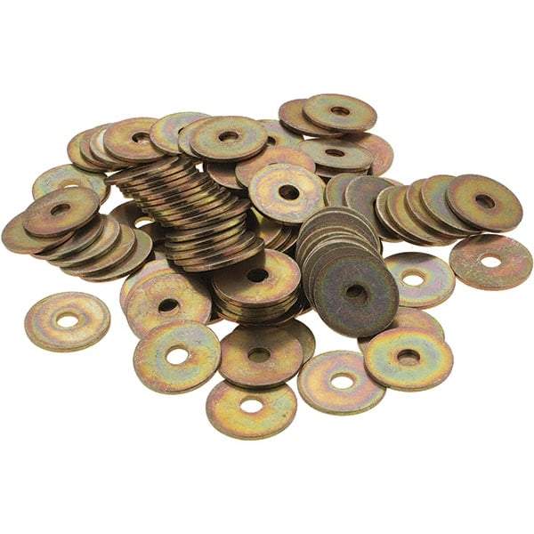 Made in USA - #10 Screw, Grade 1008/1010 Steel Standard Flat Washer - 1/4" ID x 1" OD, 0.06" Thick, Cadmium-Plated Finish, Meets Military Specifications - Exact Industrial Supply