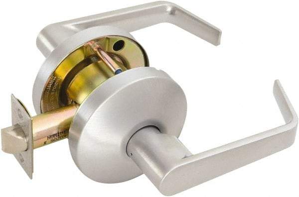 Falcon - Medium Duty Passage Lever Lockset - 2-3/4" Back Set, Satin Chrome Finish - Exact Industrial Supply