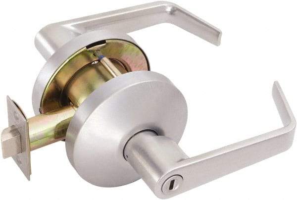 Falcon - Medium Duty Privacy Lever Lockset - 2-3/4" Back Set, Satin Chrome Finish - Exact Industrial Supply