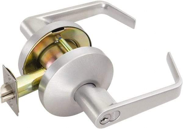 Falcon - Medium Duty Classroom Lever Lockset - 2-3/4" Back Set, For Best/ Falcon I/C-Core Cylinder, Satin Chrome Finish - Exact Industrial Supply