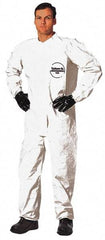 Dupont - Size 3XL Saranex Chemical Resistant Coveralls - White, Zipper Closure, Elastic Cuffs, Elastic Ankles, Bound Seams - Exact Industrial Supply