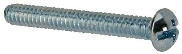 Value Collection - #10-24 UNC, 1-1/2" Length Under Head Slotted/Phillips Drive Machine Screw - Round Head, Grade J82 Steel, Zinc-Plated Finish, Without Washer - Exact Industrial Supply
