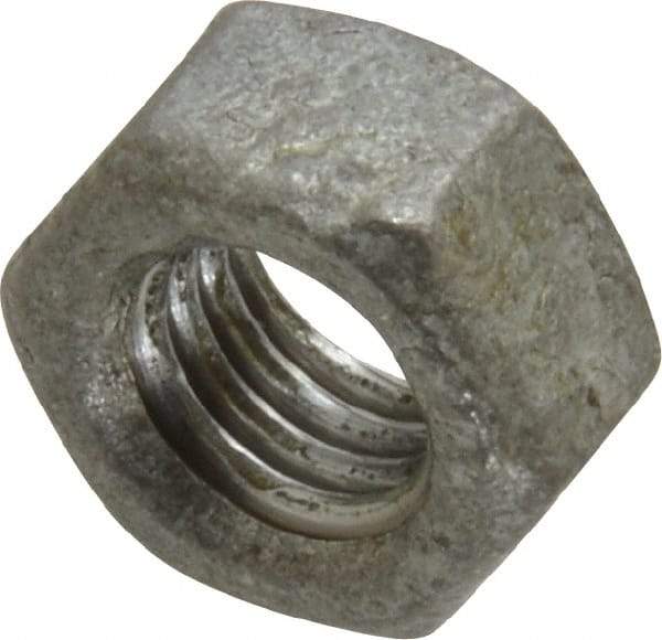 Value Collection - 5/16-18 UNC Steel Right Hand Hex Nut - 1/2" Across Flats, 17/64" High, Hot Dipped Galvanized Finish - Exact Industrial Supply