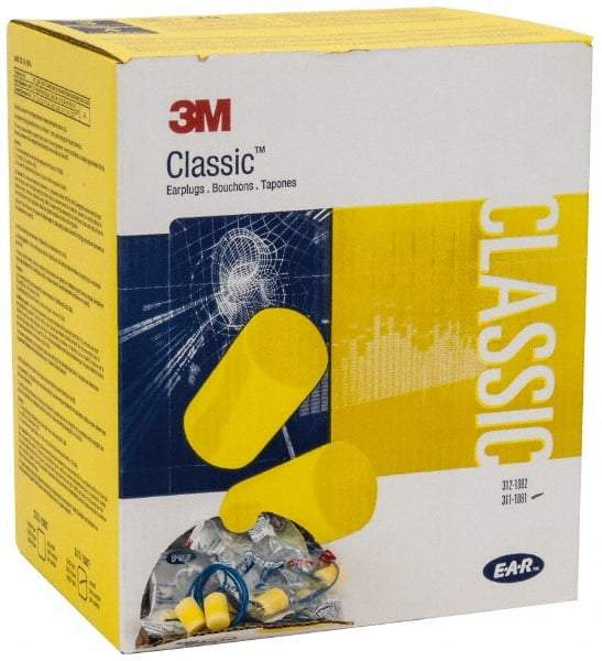 3M - Disposable, Corded, 29 dB, Barrel Earplugs - Yellow, 500 Pairs - Exact Industrial Supply