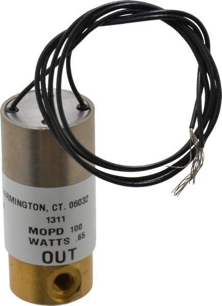KIP - 10-32 Port, Direct Acting, Brass Solenoid Valve - Normally Closed, 100 Max PSI, Buna-N Seal - Exact Industrial Supply