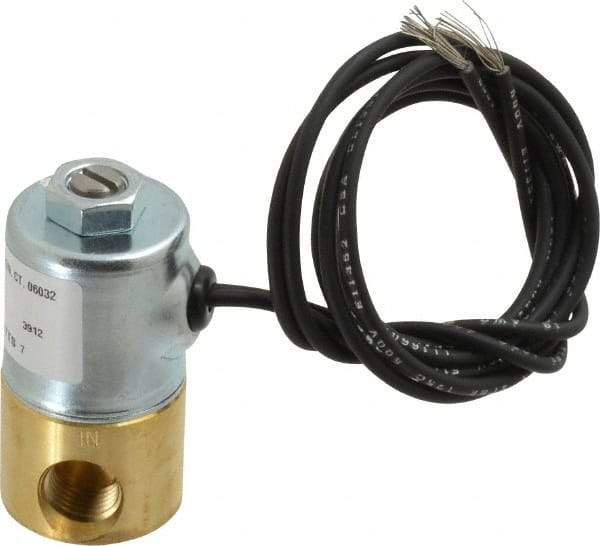 KIP - 1/4" Port, Direct Acting, Brass Solenoid Valve - Normally Closed, 100 Max PSI, Buna-N Seal - Exact Industrial Supply