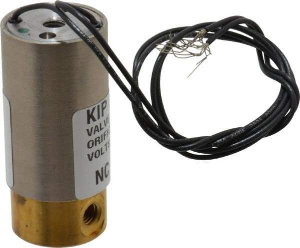 KIP - 10-32 Port, Direct Acting, Brass Solenoid Valve - Multipurpose, 40 Max PSI, Buna-N Seal - Exact Industrial Supply