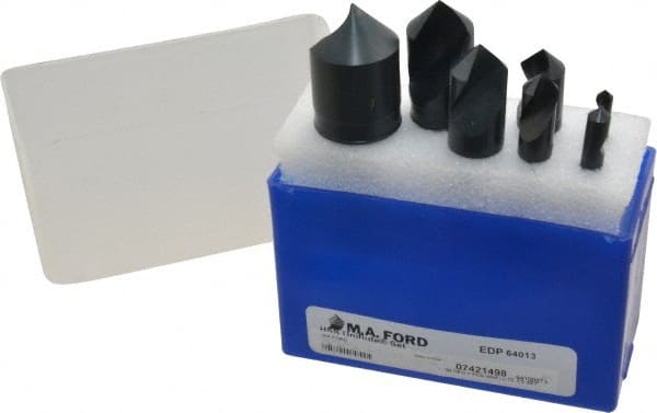 M.A. Ford - 7 Piece, 3/16 to 1" Head Diam, 90° Included Angle, Single End Countersink Set - Exact Industrial Supply