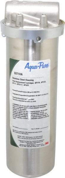 3M Aqua-Pure - 3/4 Inch Pipe, FNPT End Connections, 9-3/4 Inch Long Cartridge, 12.03 Inch Long, Cartridge Filter Housing without Pressure Relief - 1 Cartridge, 1-10 Max GPM Flow Rate, 300 psi Max Working Pressure, 304 Grade, Standard Housing - Exact Industrial Supply