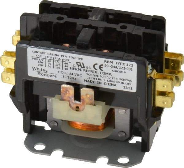 White-Rodgers - Definite Purpose Contactors   Number of Poles: 2    Resistive Load Rating (A): 40A@277VAC; 40A@480VAC; 40A@600VAC - Exact Industrial Supply