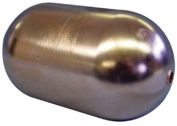 Made in USA - 6" Diam x 8" Long, Oblong, Tubed Through Connection, Metal Float - 3/8" Rod Thread, Copper, 25 Max psi, 21 Gauge - Exact Industrial Supply