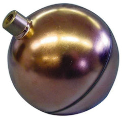 Made in USA - 10" Diam, Spherical, Round Spud Connection, Metal Float - 3/8 NPT Thread, Copper, 25 Max psi, 19 Gauge - Exact Industrial Supply