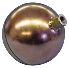 Made in USA - 7" Diam, Spherical, Round Spud Connection, Metal Float - 3/8 NPT Thread, Copper, 25 Max psi, 24 Gauge - Exact Industrial Supply