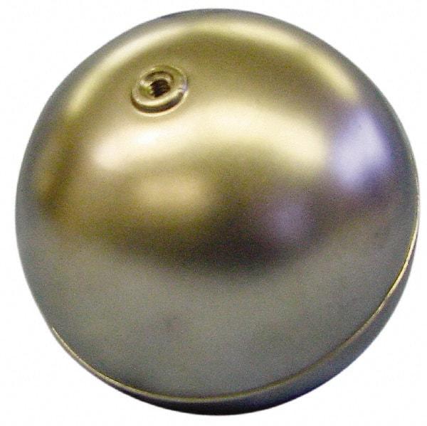 Made in USA - 2-3/8" Diam, Spherical, Internal Connection, Metal Float - 1/4-20 Thread, Copper, 25 Max psi, 24 Gauge - Exact Industrial Supply