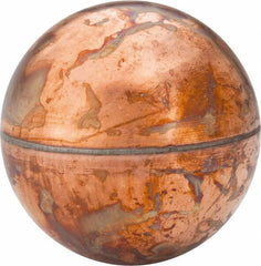 Made in USA - 2-1/2" Diam, Spherical, Internal Connection, Metal Float - 1/4-20 Thread, Copper, 25 Max psi, 24 Gauge - Exact Industrial Supply