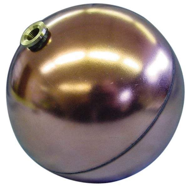 Made in USA - 6" Diam, Spherical, Hex Spud Connection, Metal Float - 3/8-16 Thread, Copper, 25 Max psi, 23 Gauge - Exact Industrial Supply
