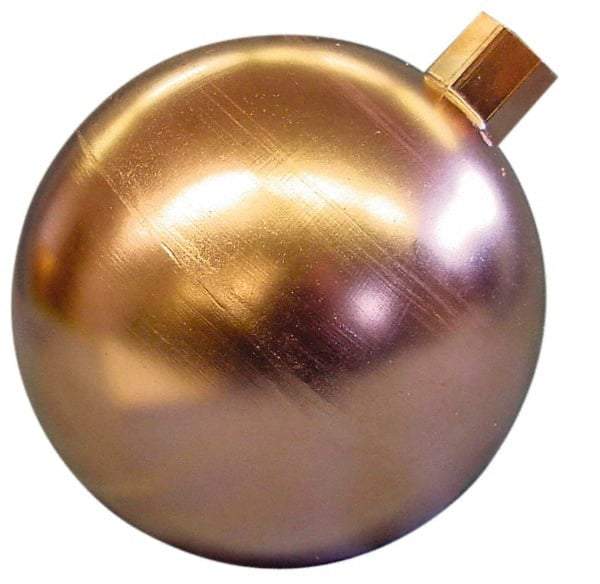 Made in USA - 9" Diam, Spherical, Round Spud Connection, Metal Float - 3/8 NPT Thread, Copper, 25 Max psi, 20 Gauge - Exact Industrial Supply