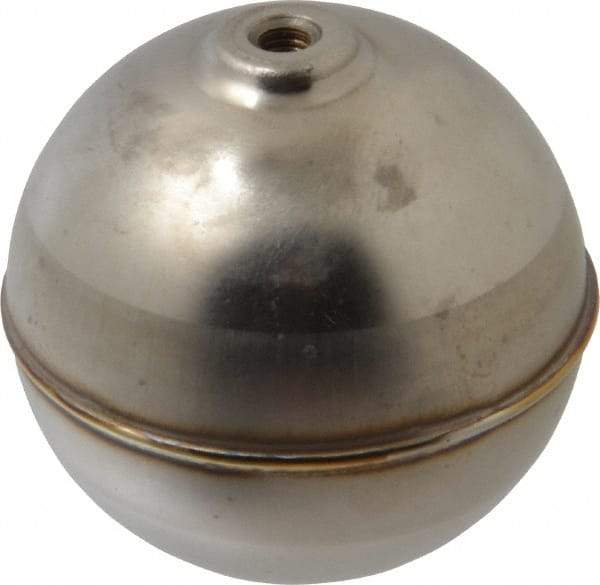 Made in USA - 2" Diam, Spherical, Internal Connection, Metal Float - 10-32 Thread, Stainless Steel, 1,000 Max psi, 22 Gauge - Exact Industrial Supply