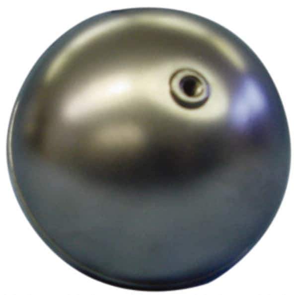 Made in USA - 2-3/4" Diam, Spherical, Internal Connection, Metal Float - 1/4-20 Thread, Stainless Steel, 500 Max psi, 26 Gauge - Exact Industrial Supply