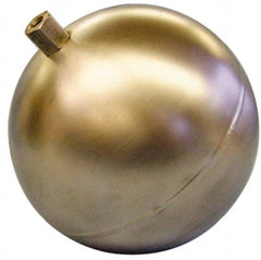 Made in USA - 3-1/2" Diam, Spherical, Hex Spud Connection, Metal Float - 1/8" Straight Thread, Stainless Steel, 700 Max psi, 24 Gauge - Exact Industrial Supply