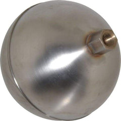 Made in USA - 3-1/2" Diam, Spherical, Hex Spud Connection, Metal Float - 1/8" Straight Thread, Stainless Steel, 700 Max psi, 24 Gauge - Exact Industrial Supply