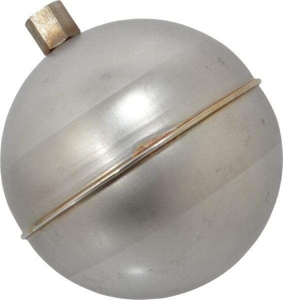 Made in USA - 4" Diam, Spherical, Hex Spud Connection, Metal Float - 1/4-20 Thread, Stainless Steel, 900 Max psi, 19 Gauge - Exact Industrial Supply