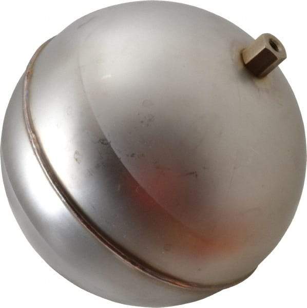 Made in USA - 6" Diam, Spherical, Hex Spud Connection, Metal Float - 1/4-20 Thread, Stainless Steel, 800 Max psi, 18 Gauge - Exact Industrial Supply