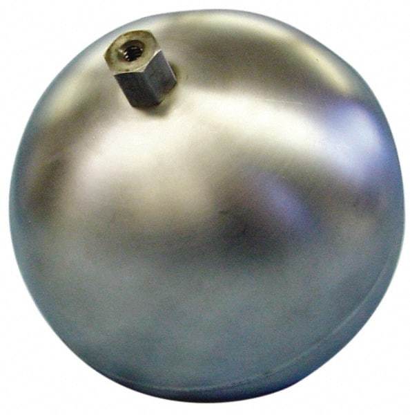 Made in USA - 12" Diam, Spherical, Hex Spud Connection, Metal Float - 1/2" Straight Thread, Stainless Steel, 350 Max psi, 18 Gauge - Exact Industrial Supply