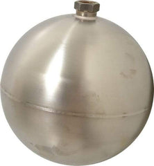 Made in USA - 7" Diam, Spherical, Hex Spud Connection, Metal Float - 3/8" Straight Thread, Stainless Steel, 650 Max psi, 14 Gauge - Exact Industrial Supply