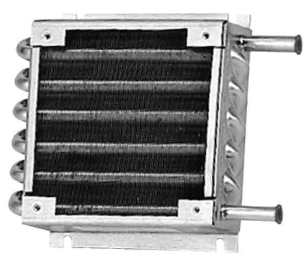 Lytron - 3/8" Tube OD, 1 Fan Mount, Liquid-To-Air Stainless Steel Tubed Process Equipment Heat Exchanger - Deionized Water Cooler, Corrosive Liquid Cooler, 5.8" High x 7.8" Wide x 1.8" Deep, 1,140 BTU/Hr, 400°F Max - Exact Industrial Supply