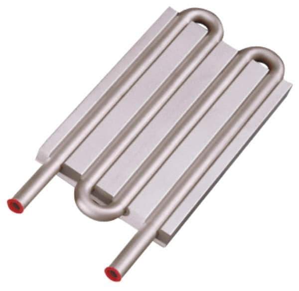 Lytron - 6" Long x 3-1/2" High, Straight Connection Stainless Steel Tube Cold Plate - 3/8 OD Tube, 4-Pass Fluid Path, Deionized Water or Corrosive Fluids Cooling, 1/2" Thick - Exact Industrial Supply