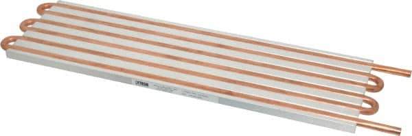 Lytron - 12" Long x 3-3/4" High, Straight Connection Copper Tube Cold Plate - 1/4 OD Tube, 6-Pass Fluid Path, Water Cooling, 0.31" Thick - Exact Industrial Supply