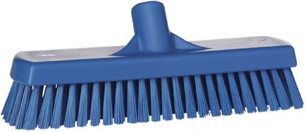 Vikan - 1.7" Bristle Length, Polyester Scrub Brush - 2-1/2" Wide Head, 19" OAL, Blue, Polypropylene Block - Exact Industrial Supply