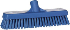 Vikan - 1.7" Bristle Length, Polyester Scrub Brush - 2-1/2" Wide Head, 19" OAL, Blue, Polypropylene Block - Exact Industrial Supply