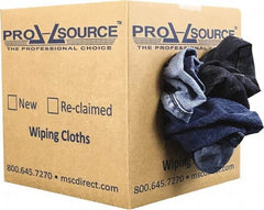 PRO-SOURCE - Reclaimed Rags - Assorted Colors, Denim, Low Lint, 5 Lbs. at 2 to 4 per Pound, Box - Exact Industrial Supply