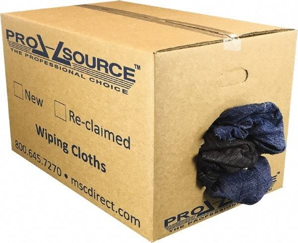 PRO-SOURCE - Reclaimed Rags - Assorted Colors, Denim, Low Lint, 25 Lbs. at 2 to 4 per Pound, Box - Exact Industrial Supply