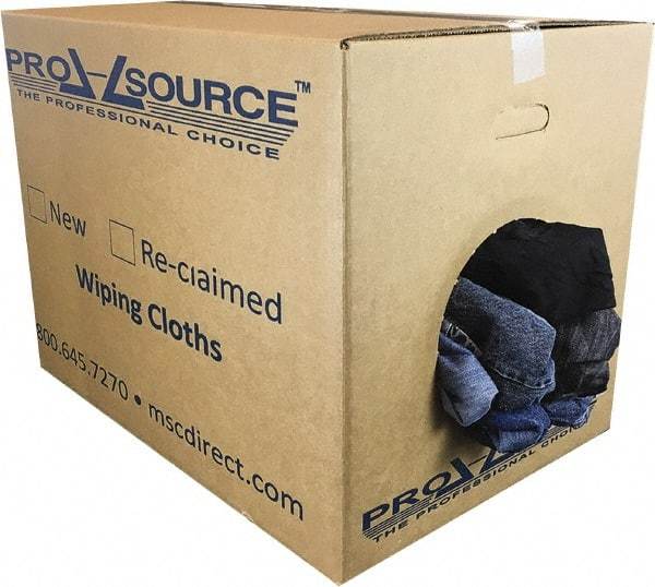 PRO-SOURCE - Reclaimed Rags - Assorted Colors, Denim, Low Lint, 50 Lbs. at 2 to 4 per Pound, Box - Exact Industrial Supply