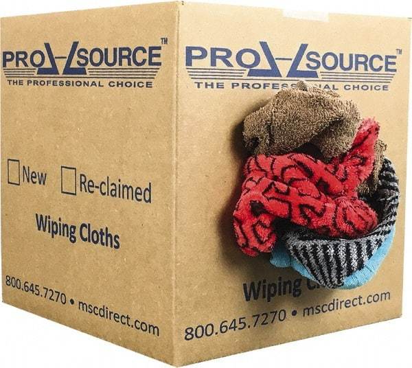 PRO-SOURCE - Reclaimed Rags - Assorted Colors, Terry Cloth, Medium Lint, 5 Lbs. at 3 to 4 per Pound, Box - Exact Industrial Supply