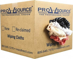 PRO-SOURCE - Reclaimed Rags - Assorted Colors, Terry Cloth, Medium Lint, 10 Lbs. at 3 to 4 per Pound, Box - Exact Industrial Supply