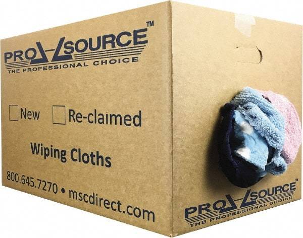 PRO-SOURCE - Reclaimed Rags - Assorted Colors, Terry Cloth, Medium Lint, 25 Lbs. at 3 to 4 per Pound, Box - Exact Industrial Supply