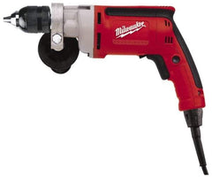 Milwaukee Tool - 3/8" Keyless Chuck, 1,200 RPM, Pistol Grip Handle Electric Drill - 7 Amps, 120 Volts, Reversible, Includes 3/8" Magnum Drill & Side Handle - Exact Industrial Supply