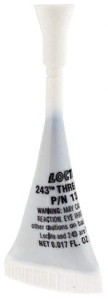 Loctite - 0.5 mL Bottle, Blue, Medium Strength Liquid Threadlocker - Series 243, 24 hr Full Cure Time, Hand Tool, Heat Removal - Exact Industrial Supply