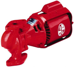 Bell & Gossett - 1/2 hp, 20-1/4" Long, 3 Phase, Cast Iron Housing, Brass Impeller, Inline Circulator Pump - 208/230/460 Volt, 60 Hz, 12" Flange Width, Flanges Included, Bell & Gossett Part No. 105093, 125 Max psi, ODP Motor - Exact Industrial Supply