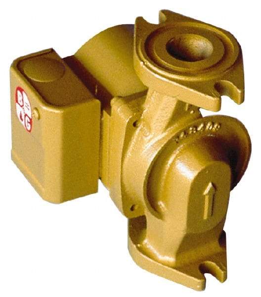 Bell & Gossett - 1/25 hp, 5-9/16" Long, 1 Phase, Bronze Housing, Polypropylene Impeller, Inline Circulator Pump - 115 Volt, 60 Hz, 6-3/8" Flange Width, Bell & Gossett Part No. 103252, 150 Max psi, ODP Motor - Exact Industrial Supply