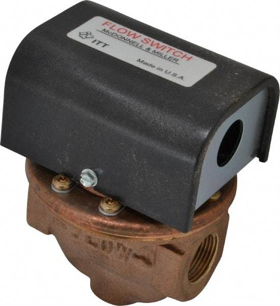 McDonnell & Miller - 100 psi, Brass Housing, High Sensitivity Flow Switch - 0.12 Flow Set Point, 0.12 to 2.5 GPM - Exact Industrial Supply