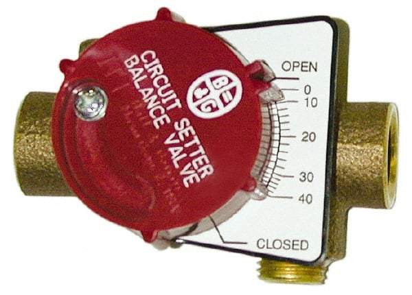 Bell & Gossett - 3/4" Pipe, Solder End Connections, Inline Calibrated Balance Valve - 3-1/2" Long, 2-3/4" High, 200 Max psi, Brass Body - Exact Industrial Supply