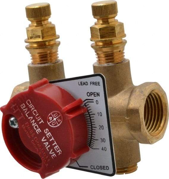 Bell & Gossett - 1/2" Pipe, Threaded End Connections, Inline Calibrated Balance Valve - 2-15/16" Long, 2-3/4" High, 300 Max psi, Brass Body - Exact Industrial Supply